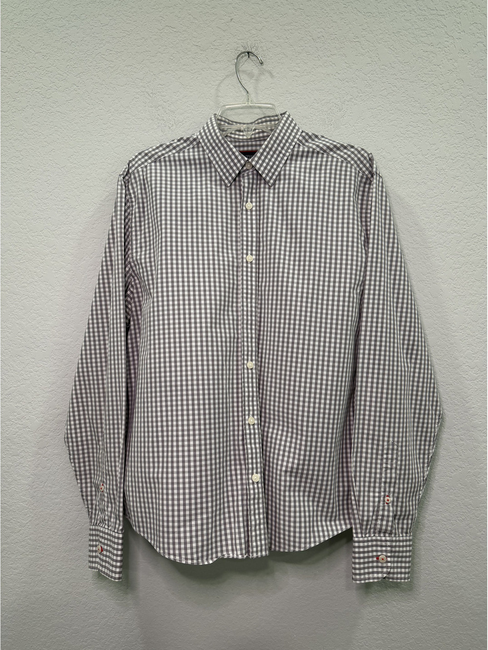 UNTUCKit Relaxed Fit Men's Gray Checked Button Down Dress Shirt - M